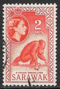 SARAWAK 1955-57 2c Young Orangutan Pictorial Sc 198 VFU