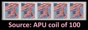 US 5657 Flags forever strip APU (5 stamps from coil of 100) MNH 2022 