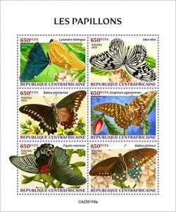 2022/10- CENTRAL AFRICAN - BUTTERFLIES   6V complet set    MNH **