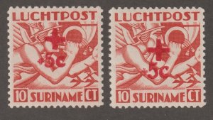 EDSROOM-16922 Suriname CB1 & CB1a MNH 1942 Complete Red Cross Type 3 & 4 CV$16