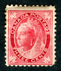 Canada 1897 QV. 3c carmine. Mint. Hinged. SG145.