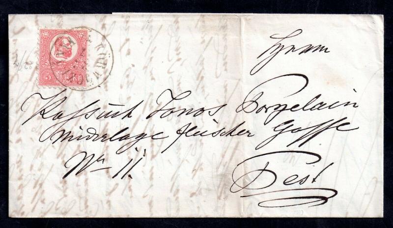 Hungary 1871 5kr Rose Joseph on cover entire letter to Pest WS12275