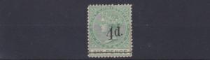 ST KITTS  1886    S G 25   4D ON 6D  GREEN MH  CAT £60 