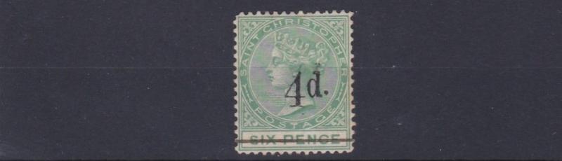 ST KITTS  1886    S G 25   4D ON 6D  GREEN MH  CAT £60 