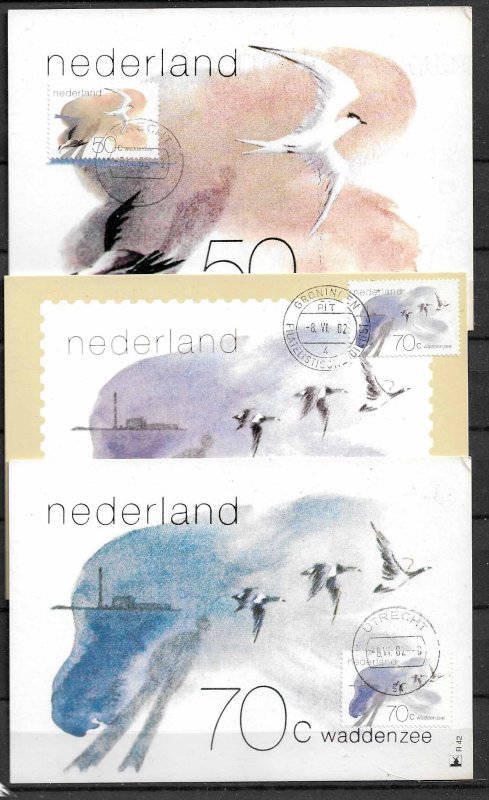 NETHERLANDS STAMPS, 1982, SET OF 3 MAXI CARDS MC MAXIMUM CARDS DUCKS