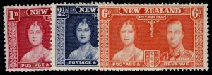 NEW ZEALAND GVI SG599-601, 1937 CORONATION set, M MINT.