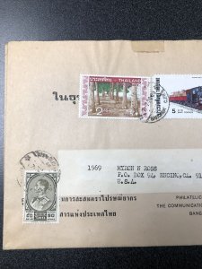 Thailand Cover To Cali. With Train Stamp. 