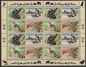 United Nations Vienna 2002 MNH Scott #311a Sheet of 16 Siamang, Penguin, Lins...