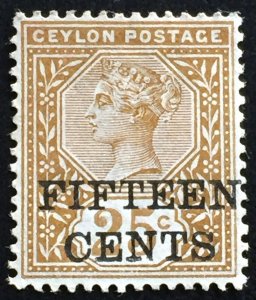 CEYLON 1891 QV 15c on 25c MNH SG#239 c4183