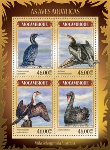 Mozambique 2014 Water Birds of Australia  4 Stamp Sheet 13A-1537