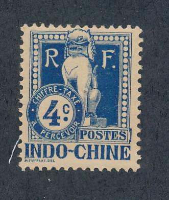 Indo-China 1908 Scott J6 MH - 4c, Dragon, Angkor Wat