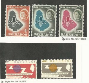 Barbados, Postage Stamp, #254-256, 265-266 Mint LH, 1962-5 Scouting
