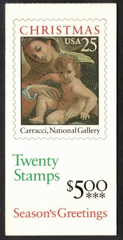 US 1989 $5 Christmas Madonna Complete Booklet; Scott BK167; MNH