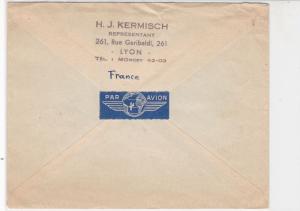 Republique France 1954 Lyon Cancel Airmail to USA Double Stamps Cover Ref 23415