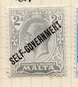 Malta 1922 Early Issue Fine Mint Hinged 2d. Optd Self-Gov NW-184880