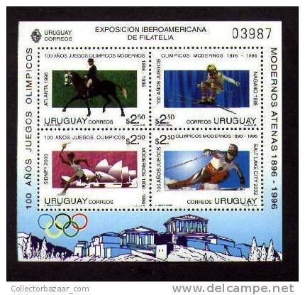 URUGUAY Sc#1601 MNH STAMP SHEET of 4 Olympics Horse ski - Olimpíadas caballo...