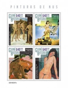 Guinea-Bissau - 2019 Nude Art - 4 Stamp Sheet - GB190207a