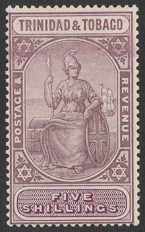 TRINIDAD & TOBAGO 1921 Britannia 5/- dull purple & purple, wmk Mult Script.