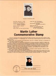 US SP631 Martin Luther 2065 Souvenir Page FDC