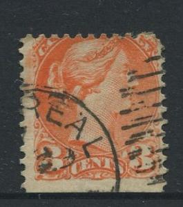 Canada -Scott 37 - Queen Victoria -1873 - Used - Single 3c Stamp