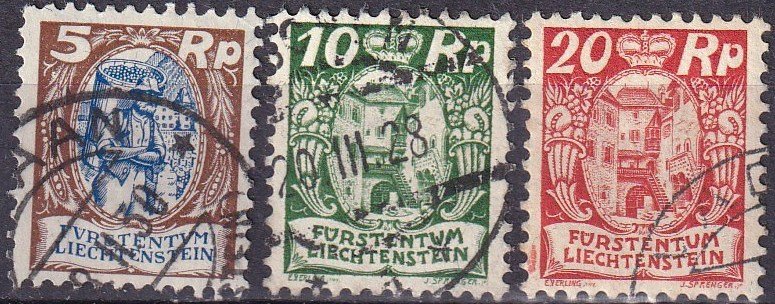 Liechtenstein  #75, 78-9  F-VF Used    (Z3157)