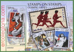 B1640 - LIBERIA - ERROR MISPERF Stamp Sheet - 2023 Olympic Games FENCING-