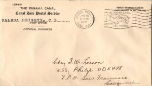 Canal Zone The Panama Canal, Canal Zone Postal Service Penalty 1951 Balboa He...