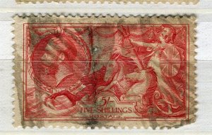 BRITAIN; 1930s early GV Seahorses issue fine used 5s. value