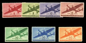 United States, Air Post #C25-31 Cat$18.90, 1941 6c-50c, set of seven, never h...