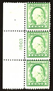 U.S. #498 MINT PL# Block OG LH 