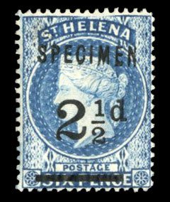 St. Helena #47S, 1893 2 1/2p on 6p, overprinted Specimen, hinged