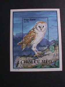 ​VIETNAM-1995 SC#2606 -COLORFUL LOVELY  BIRDS-OWL MNH MINI S/S VERY FINE