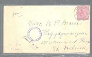 NATAL (PP2604B)  1901 QV 1D CENSOR TO ST HELENA POW