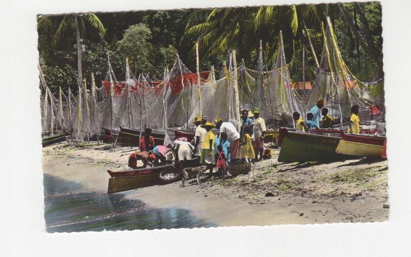TRINIDAD & TOBAGO, 1963 ppc. Martinique, Fishermen, 12c. Port of Spain to USA.