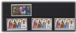 GB 1969 Christmas 1/6d phosphor omitted, embossing omitted & both omitted unmo