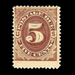 WCstamps: U.S. Scott #J4 / CV $800 / 5c Brown Postage Due, VG, Mint OGh