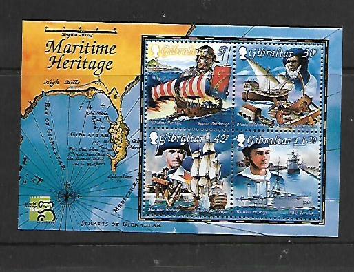 GIBRALTAR 801, MNH, SS, MARITIME HERITAGE