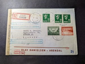 1944 Censored Registered Norway Cover Oslo to Zurich Switzerland Olav Danielsen