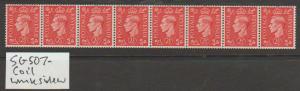 GB George VI  SG 507a coil strip of 8 - wmk sideways Unmounted Mint