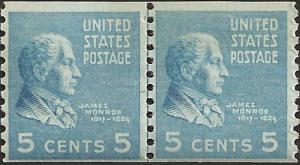 # 845 MINT NEVER HINGED Line Pair JAMES MONROE Cat $27.50