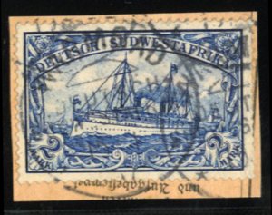 German Colonies, German South West Africa #23 Cat$35, 1901 2m blue, used on p...