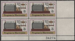 SC#1500 6¢ Marconi Spark Coil Plate Block: LR #34274 (1973) MNH