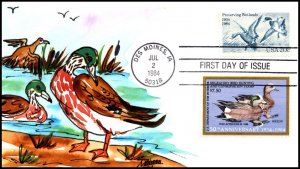 Scott RW51 1984 $7.50 Duck Stamp Melissa Fox Hand Painted FDC #13