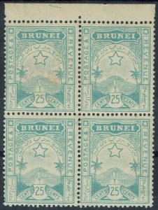 BRUNEI 1895 STAR AND SCENE 25C STAMPS MNH ** BLOCK