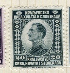 YUGOSLAVIA; 1921 early King Alexander / Peter Mint hinged 20h. value