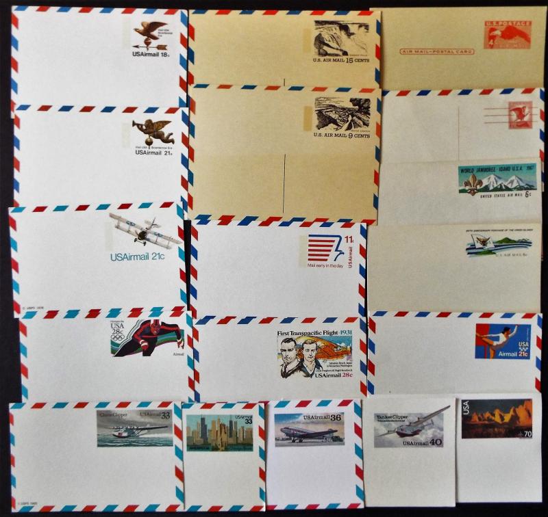 18 US Air Mail Postal Cards MNH