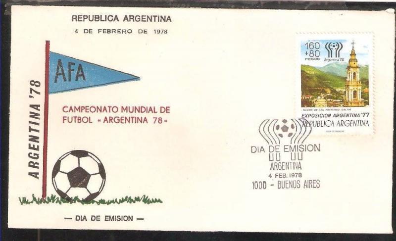 AAF-296 ARGENTINA 1978 SPORT,FOOTBALL SOCCER WORLD CUP SEMIPOSTAL FDC
