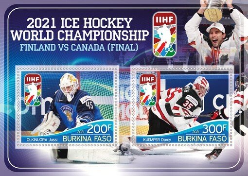 Stamps. Sports Ice Hockey Burkino Faso 2021 year 1+1 sheets perforated