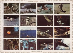 Umm Al Qiwain 1972 SPACE HISTORY Sheet 16v Perforated Mint (NH)