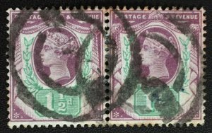 GB 1887-92 QV 1½d pair Used SG#198 GB3981